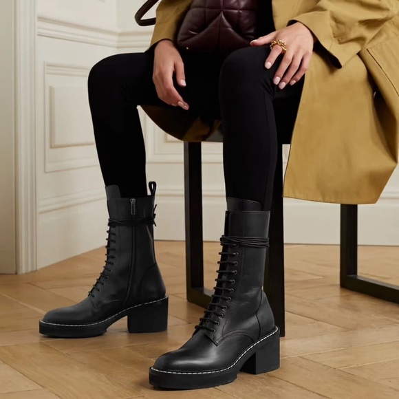 KHAITE Shoes - KHAITE Cody Lace-Up Combat Boots